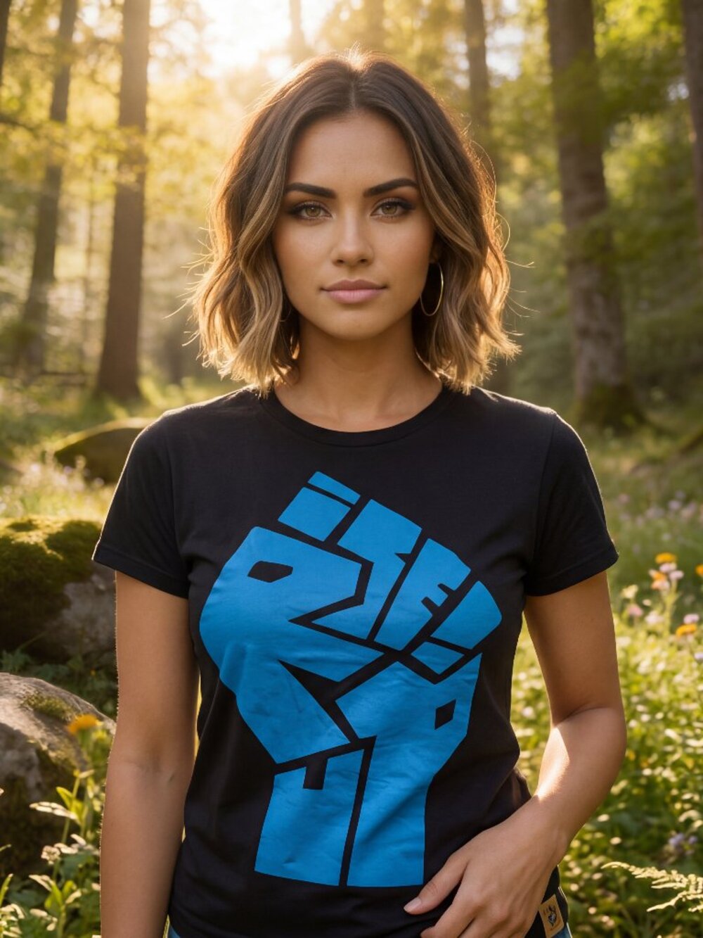 Rise Up! Fist Painted Tee: 100% Organic Cotton T Shirt For Women